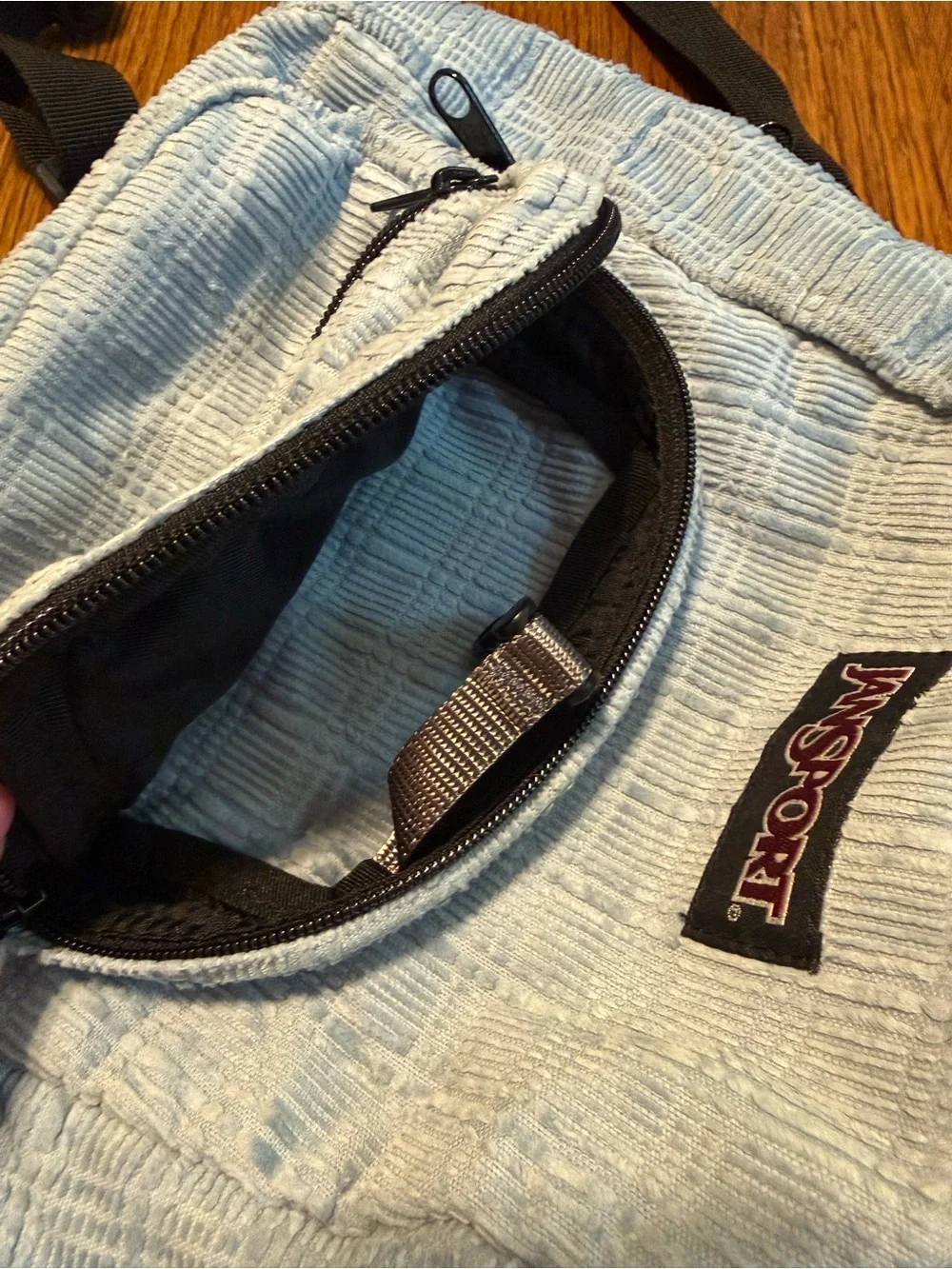 Vintage 90s JanSport Corduroy Light Blue Mini Backpack One Of A Kind